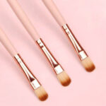3 Piece Vegan Small Eye Shadow Brush in Beige & Rose Gold
