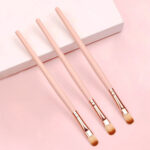 3 Piece Vegan Small Eye Shadow Brush in Beige & Rose Gold