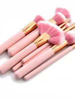10 Piece Vegan Ultra Plush Cosmetic Brush Set in Pink & Gold