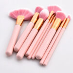 10 Piece Vegan Ultra Plush Cosmetic Brush Set in Pink & Gold