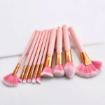 10 Piece Vegan Ultra Plush Cosmetic Brush Set in Pink & Gold