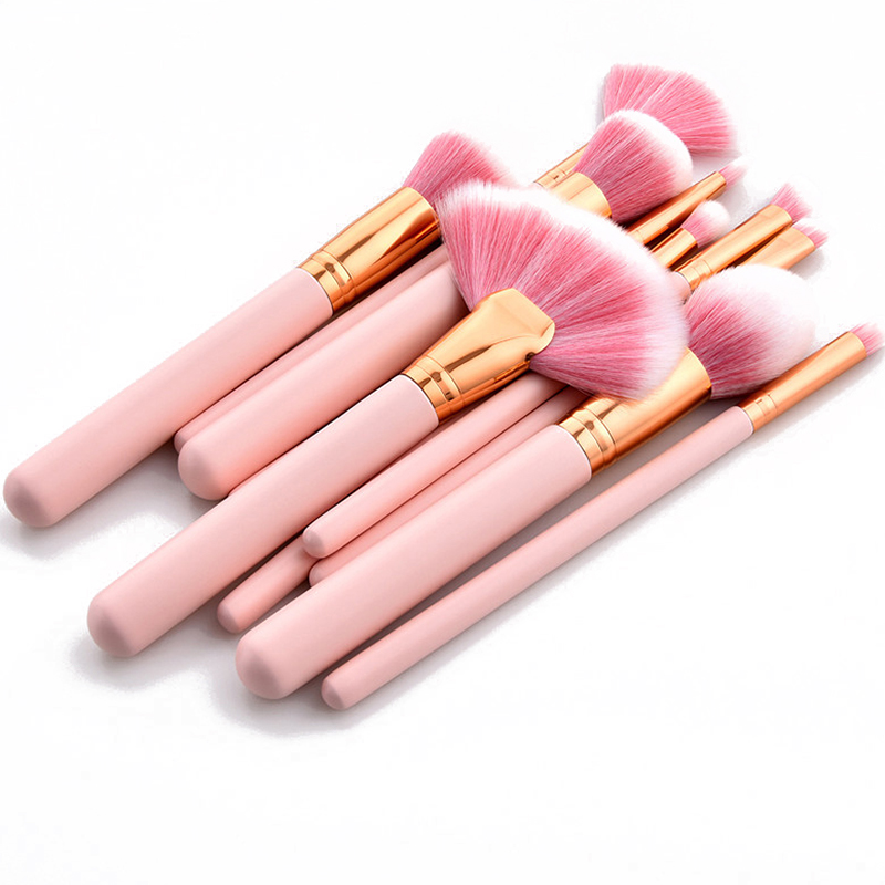 Bellaphoria 10 Piece Vegan Ultra Plush Cosmetic Brush Set in Pink & Gold